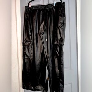 🖤NWT 3rd + Malt Black Faux Leather wide leg pants size 2X